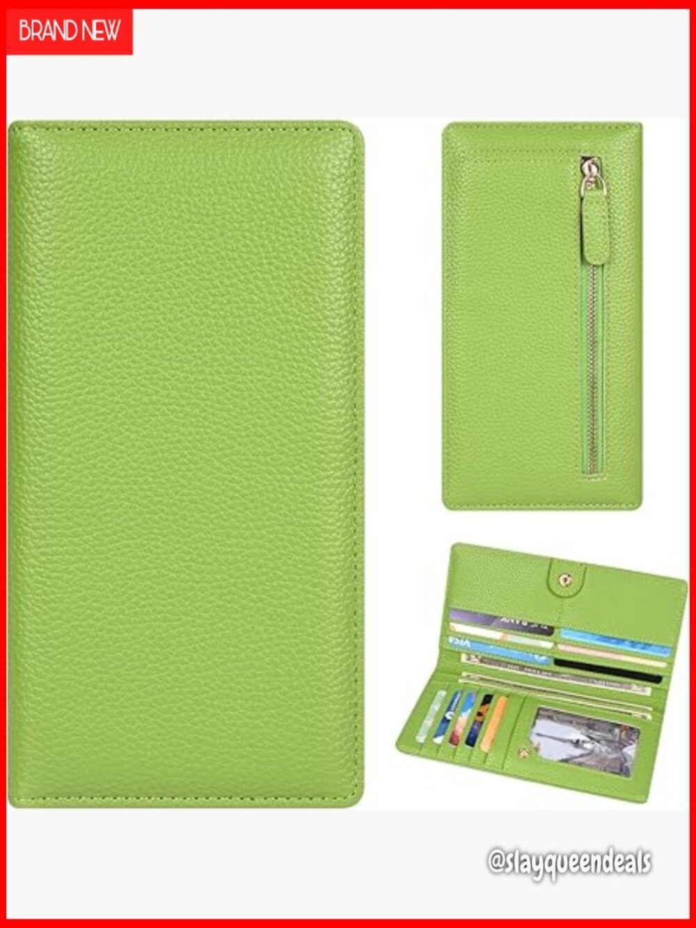 Slim RFID Leather Bifold Wallet with 11 Card Slots & ID Window